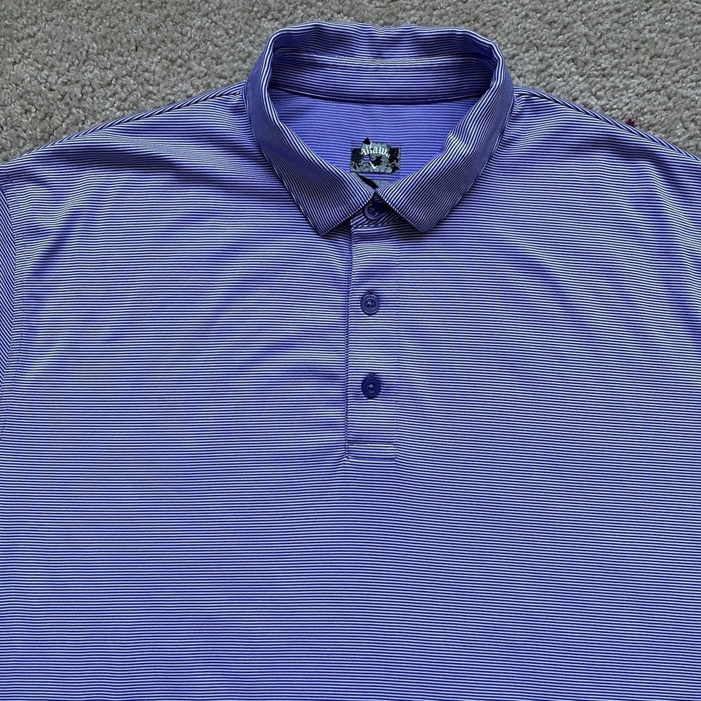 Callaway Polo Shirt Mens Size L Purple Striped Opti Dri Fit Golf Short Sleeve